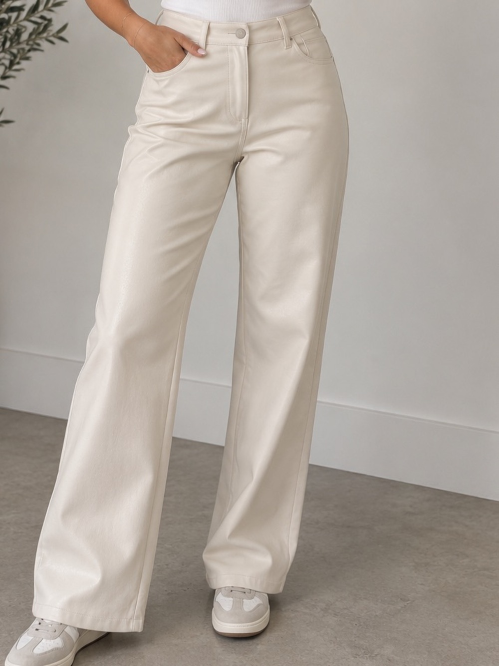 Aritzia-wildfire Cream Wide-Leg High-Rise Pants